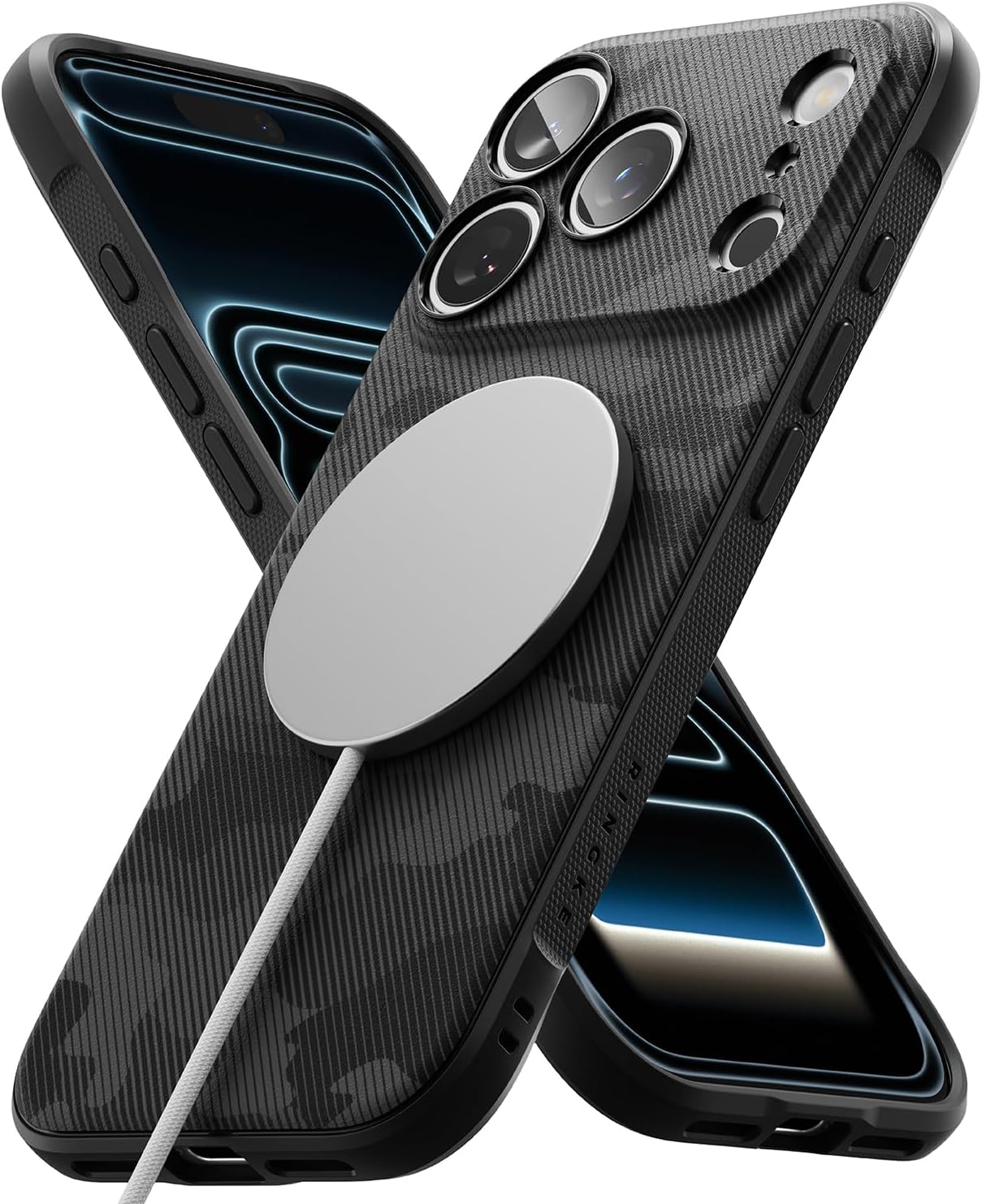 Ringke Onyx for iPhone 17 Pro Max Case, [Compatible with MagSafe] Oil & Dirt Resistant, Individual Lens Covers for Cameras, Non-Slip Enhanced Grip Lightweight Cover - Magnetic Camo Black